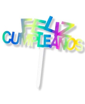 TOPPER FELIZ CUMPLEAÑOS MULTICOLOR