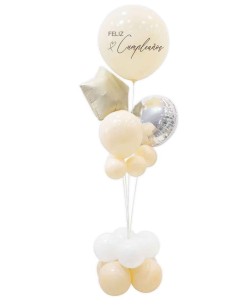 ESTRUCTURA CON GLOBOS FELIZ GLOBOS VAINILLA BLANCO