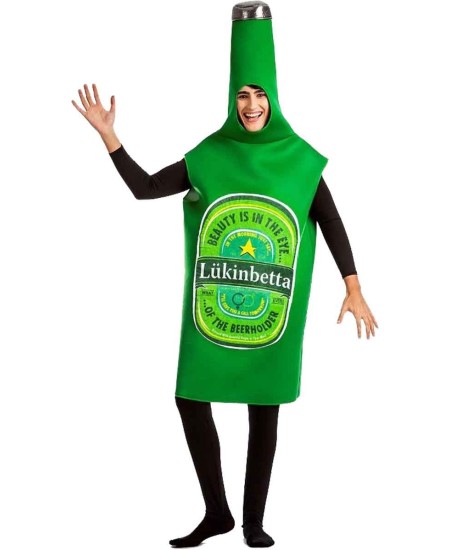 DISFRAZ DE BOTELLIN DE CERVEZA VERDE PARA HOMBRE