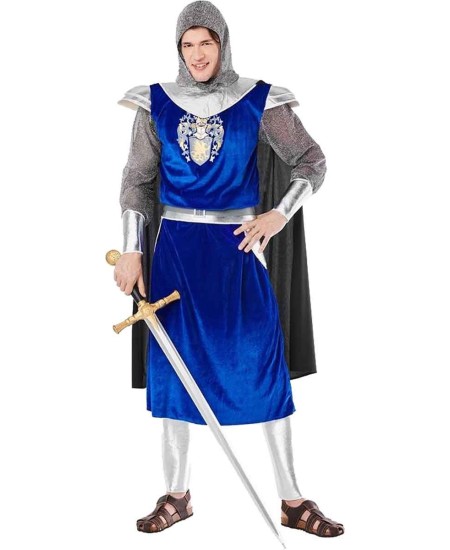 DISFRAZ DE CRUZADO AZUL Y PLATA PARA HOMBRE