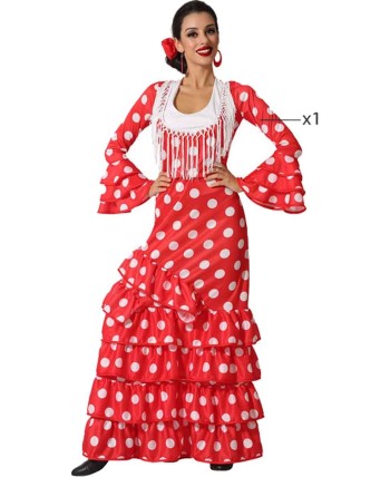 DISFRAZ DE SEVILLANA ROJO TOPOS BLANCOS PARA MUJER