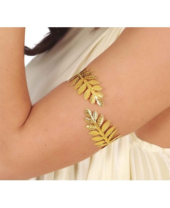 PULERA ROMANA METALICA HOJAS DORADA