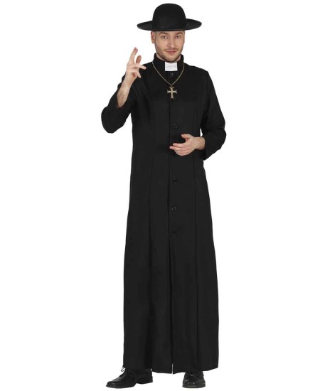 DISFRAZ DE CURA SOTANA BOTONES PARA HOMBRE