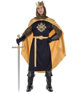 DISFRAZ DE MEDIEVAL CRUZADO CAPA DORADA
