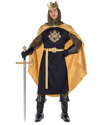 DISFRAZ DE MEDIEVAL CRUZADO CAPA DORADA