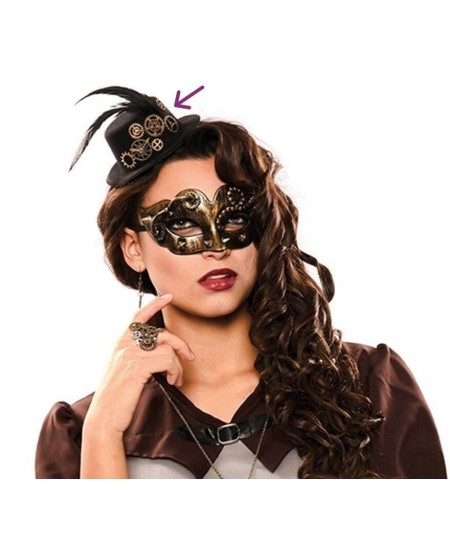 CHISTERA MINI STEAMPUNK NEGRA DECORADA