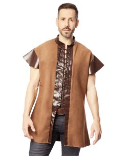 CHALECO MEDIEVAL LARGO MARRON PARA HOMBRE