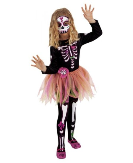 DISFRAZ DE CATRINA FALDA TUL PARA NIÑA