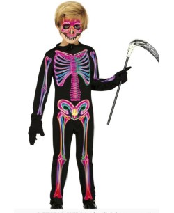 DISFRAZ DE ESQUELETO NEON PARA NIÑO