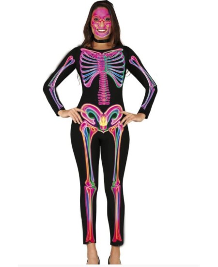 DISFRAZ DE ESQUELETO NEON PARA MUJER