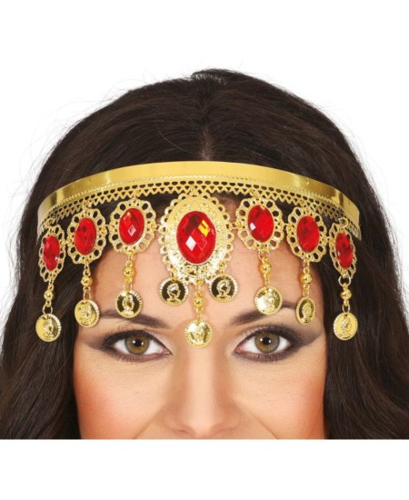 DIADEMA ZINGARA DORADA CON PIEDRAS ROJAS