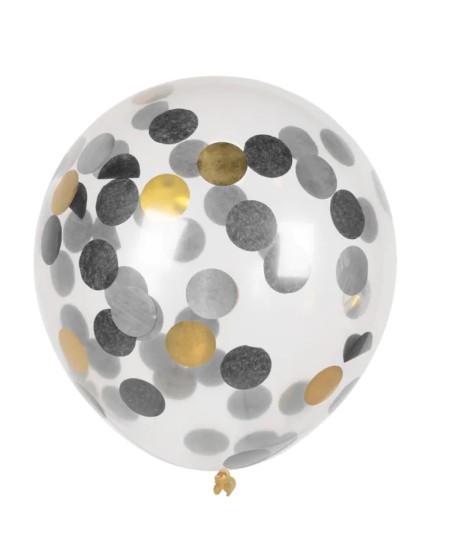 BOLSA 5 GLOBOS CONFETTI PLATA