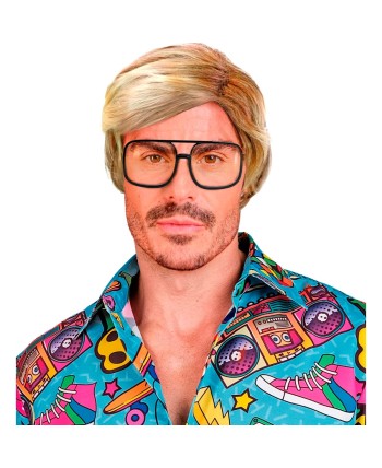 PELUCA AÑOS 80 RAYA LADO RUBIA