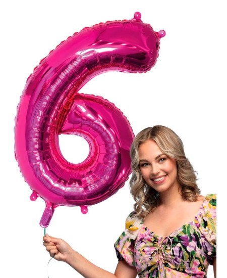 GLOBO DE HELIO NUMERO 6 FUCSIA