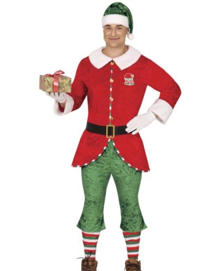 DISFRAZ ELFO NAVIDEÑO AYUDANTE SANTA PARA HOMBRE