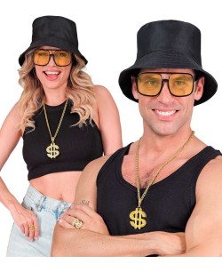 CONJUNTO RAPERO SOMBRERO GAFAS COLLAR Y ANILLO 2