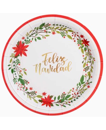PLATO DE CARTON FELIZ NAVIDAD