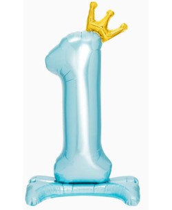 GLOBO NUMERO 1 AZUL CON CORONA AIRLOONZ