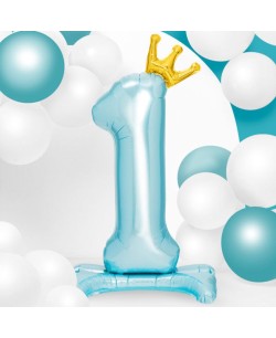 GLOBO NUMERO 1 AZUL CON CORONA AIRLOONZ 2