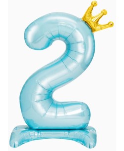 GLOBO NUMERO 2 AZUL CON CORONA AIRLOONZ