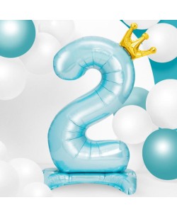 GLOBO NUMERO 2 AZUL CON CORONA AIRLOONZ 2