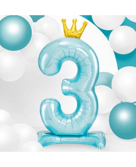 GLOBO NUMERO 3 AZUL CON CORONA AIRLOONZ