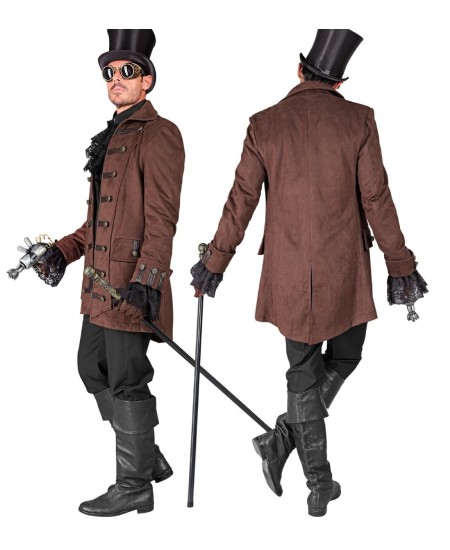 ABRIGO MARRON BOTONES DELUXE PARA HOMBRE