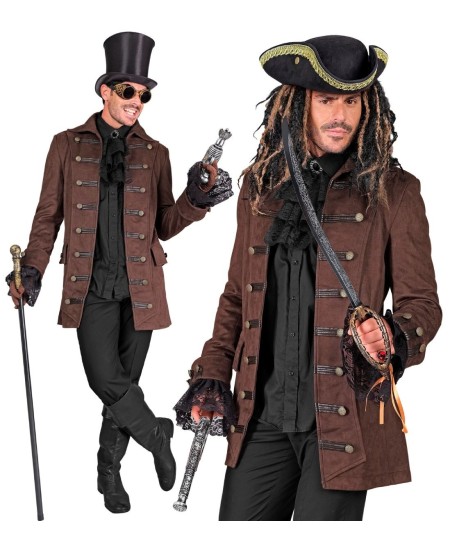 ABRIGO MARRON BOTONES DELUXE HOMBRE