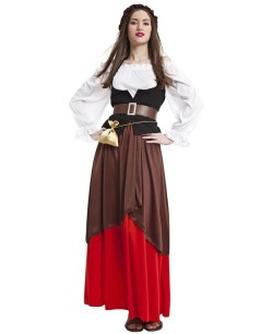 DISFRAZ DE TABERNERA FALDA ROJA Y MARRON