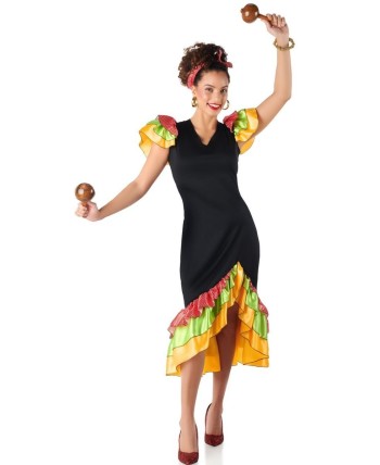 DISFRAZ DE RUMBERA NEGRO MUJER