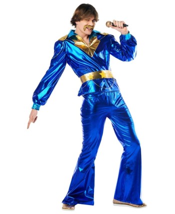 DISFRAZ DE DISCO AZUL AÑOS 70 AZUL PARA HOMBRE