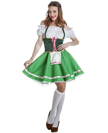 DISFRAZ DE TIROLESA FALDA VERDE CON CORPIÑO
