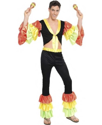 DISFRAZ DE RUMBERO NEGRO TOPOS PARA HOMBRE