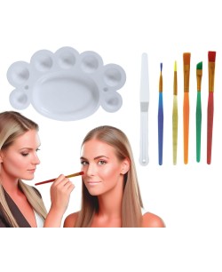 SET PINCELES PALETA Y ESPATULA PARA MAQUILLAJE AL AGUA