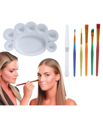 SET PINCELES PALETA Y ESPATULA PARA MAQUILLAJE AL AGUA