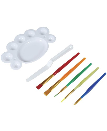 SET PINCELES PALETA Y ESPATULA PARA MAQUILLAJE AL AGUA