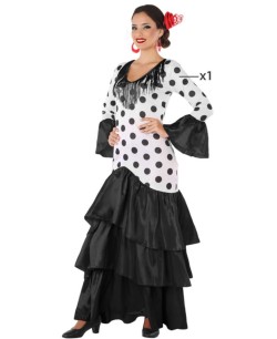 DISFRAZ DE SEVILLANA MUJER BLANCO Y NEGRO