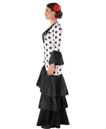 DISFRAZ DE SEVILLANA MUJER BLANCO Y NEGRO