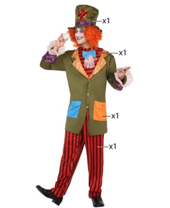 DISFRAZ DE SOMBRERERO LOCO CASACA VERDE PARA HOMBRE