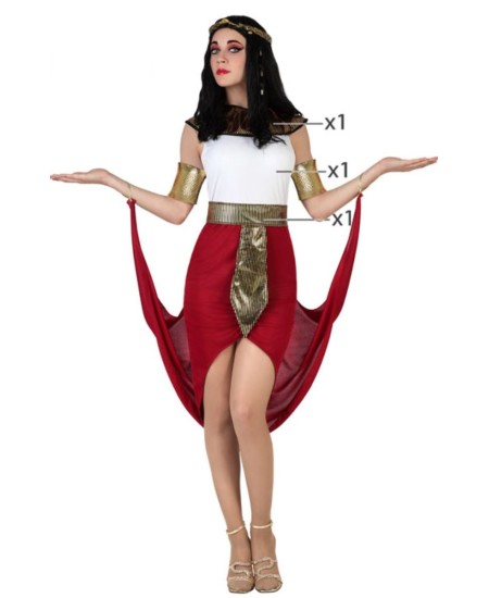 DISFRAZ DE EGIPCIA BLANCO Y GRANATE PARA MUJER
