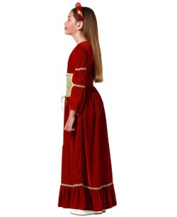 DISFRAZ DE DAMA MEDIEVAL ROJO CINTURÓN DORADO 2
