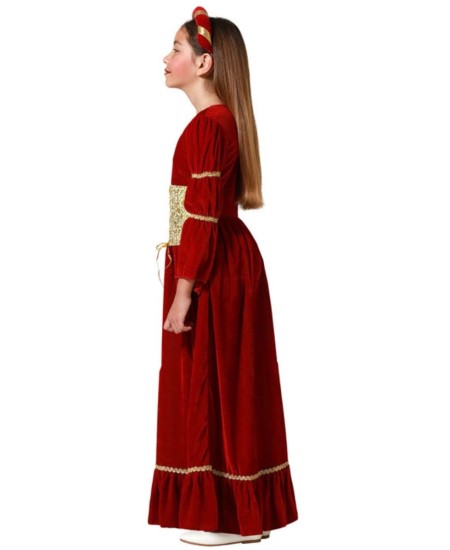 DISFRAZ DE DAMA MEDIEVAL ROJO CINTURÓN DORADO