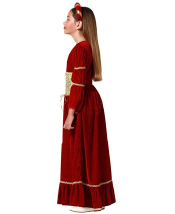 DISFRAZ DE DAMA MEDIEVAL ROJO CINTURÓN DORADO
