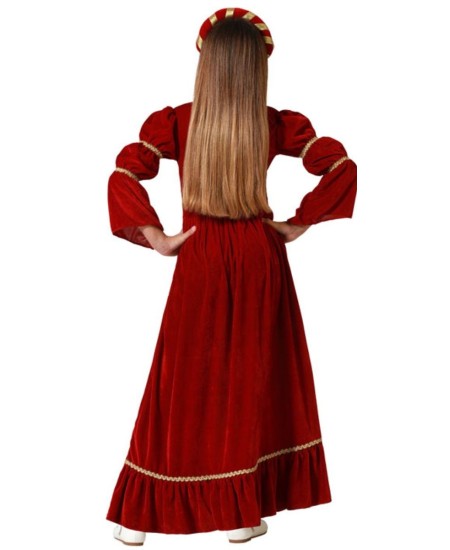 DISFRAZ DE DAMA MEDIEVAL ROJO CINTURÓN DORADO