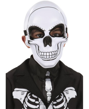 CARETA ESQUELETO INFANTIL BLANCA Y NEGRA