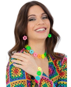 COLLAR PENDIENTES Y PUKSERA FLOES HPPIE