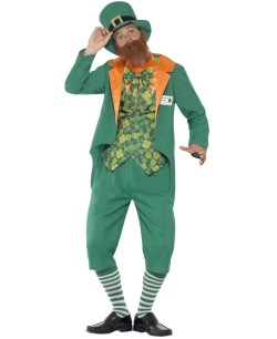 DISFRAZ DE DUENDE VERDE SAN PATRICIO CHALECO TREBOLES PARA HOMBRE