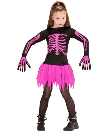 DISFRAZ DE ESQUELETO CON TUTU ROSA