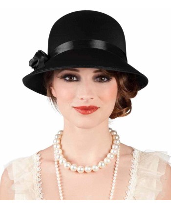 SOMBRERO CHARLESTON NEGRO CON FLOR