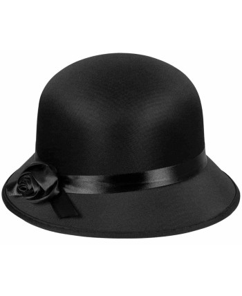 SOMBRERO CHARLESTON NEGRO CON FLOR